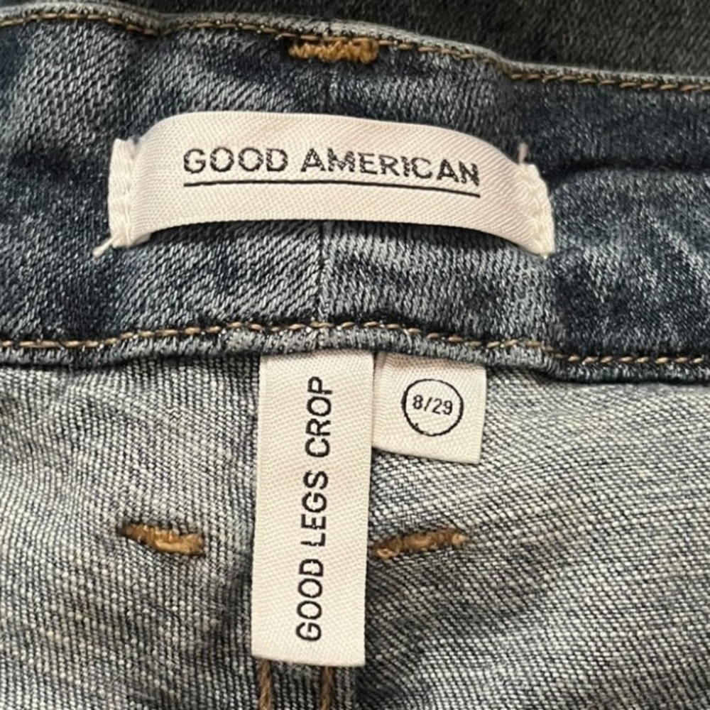 GOOD AMERICAN‎ Good Legs Crop Distressed Medium Wash Jeans Size 29 | EUC - Picture 5 of 6